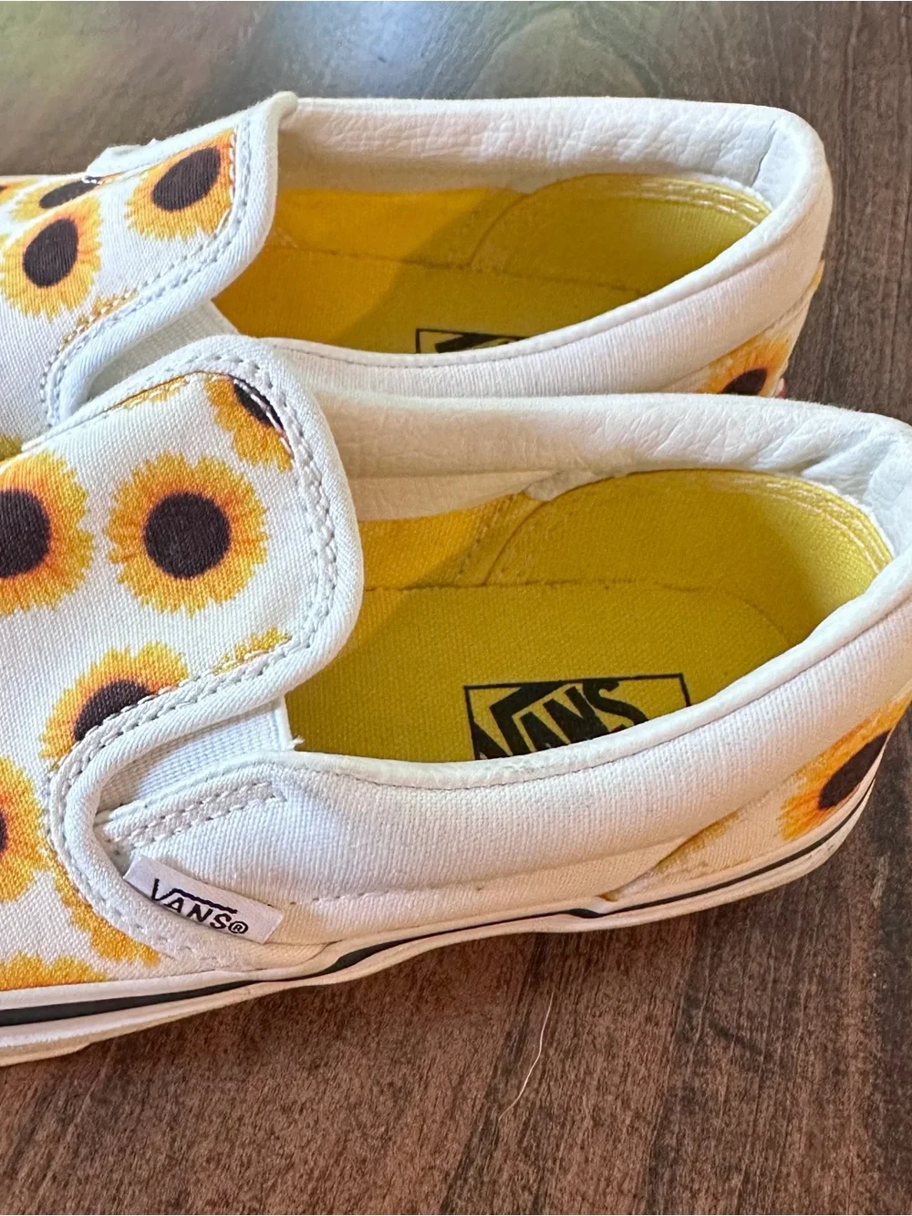 Vans Kids Sunflower Slip-On Sneakers - White/Yellow Kids Size 2